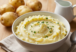 Healthy Mashed Potato Recipe - Bowl of creamy mashed potatoes with herbs for a healthy weight-loss recipe