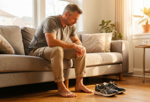 Person planning to get active and overcome a health rut