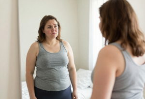 Stress-Related Weight Gain Mirror Reflection