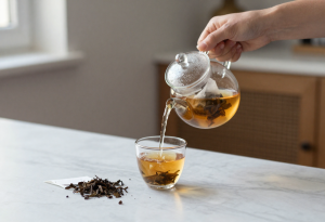 Cup of green tea supporting metabolism and fat loss