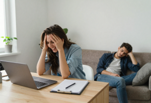 comparison showing one person energetic and one person exhausted, illustrating the difference between normal stress and burnout