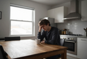 person looking exhausted in the morning showing early signs of burnout fatigue