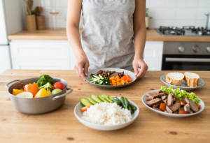 unhealthy liver symptoms - Preparing a balanced, healthy meal to support liver health and prevent fatty liver