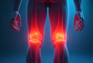 what is arthritis, 3D medical illustration showing inflamed joints in the knees and hands, representing arthritis, joint inflammation, and chronic joint pain