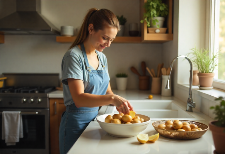 Bowl of baked potatoes on a kitchen counter representing the potato diet for weight loss.