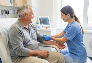 Person getting a blood test to check growth hormone levels
