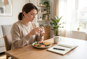 morning habits to boost energy including hydration and planning in natural morning setting