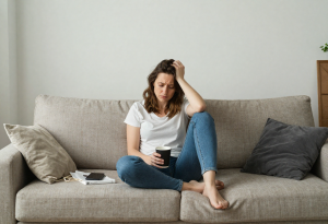 Person showing how cortisol imbalance affects stress, sleep, and metabolism”