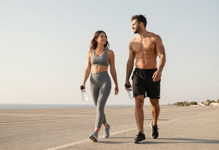 Person exercising in the morning to support healthy growth hormone levels