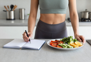 What are carbohydrates - Person referencing healthy carbohydrate guide while eating a balanced meal