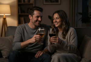 wake up at 3am - Person drinking a beer in the evening, illustrating lifestyle habits that can disrupt sleep and cause early-morning wake-ups